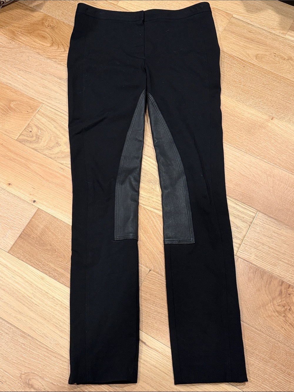 Theory Ponte Riding Straight-Leg Pants with lambs Leather Panel 4 - Picture 2 of 7
